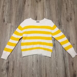 A.P.C Lia Alpaca Wool Blend Knit Yellow Stripe Pullover Sweater Women Size M